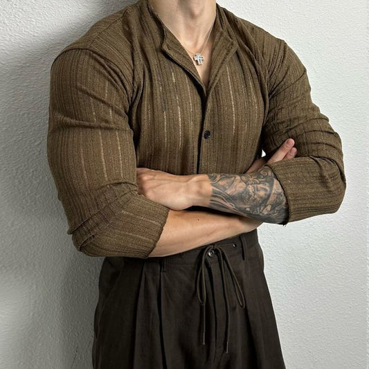 Solid Color Hollow Round Neck Hollow Cardigan