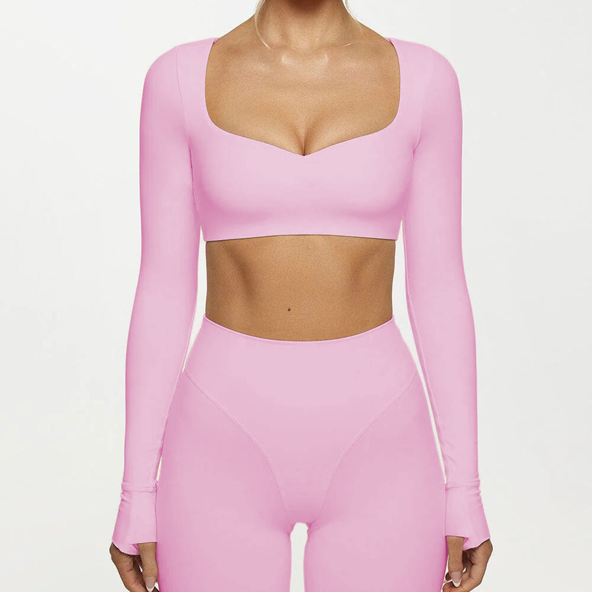 Yoga Abdominal Exercising Band Chest Pad Long Sleeve Top For Women