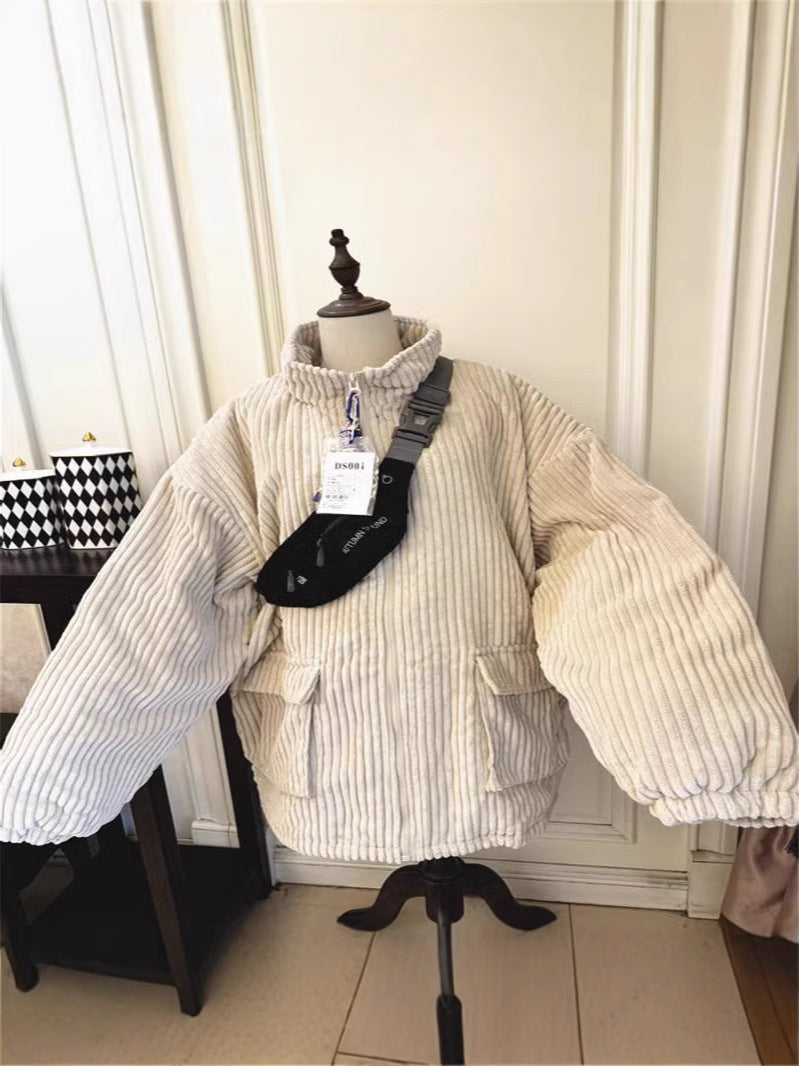 Men's Japanese Fashion Brand Thick Warm Corduroy Bread Coat