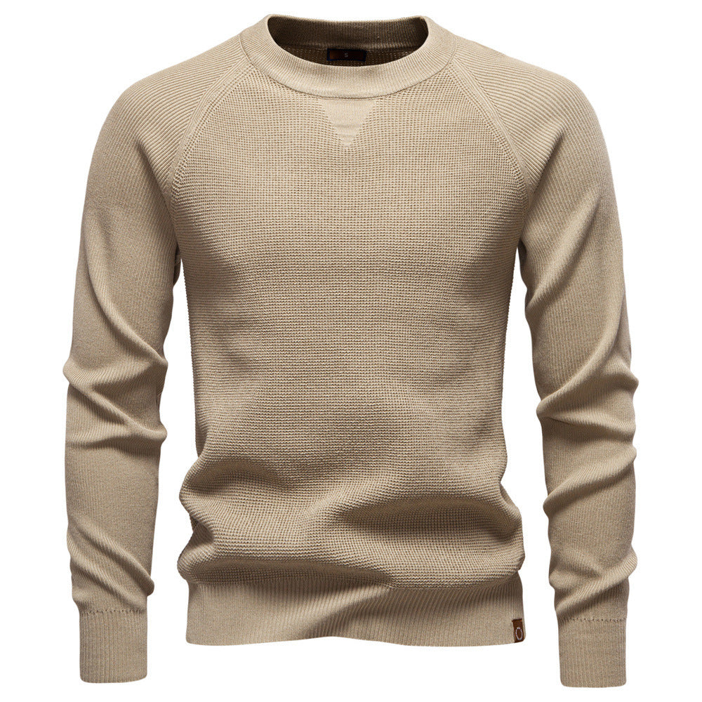 Round Neck Fashion Solid Color Sweater Men's High Quality Business Casual Knitted Men's Sweater