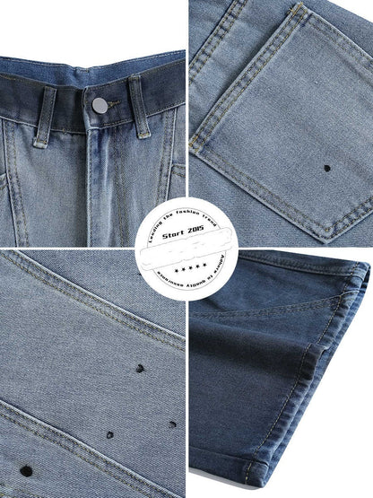 Tie-dye Gradient Worn Looking Washed-out Cropped Jeans Casual Pants
