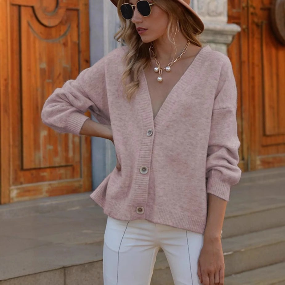 Cardigan Single-breasted Solid Color Coat