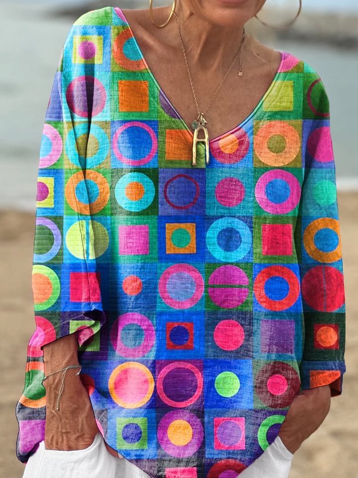 Street Hipster V-neck Long Sleeve Loose Top Summer