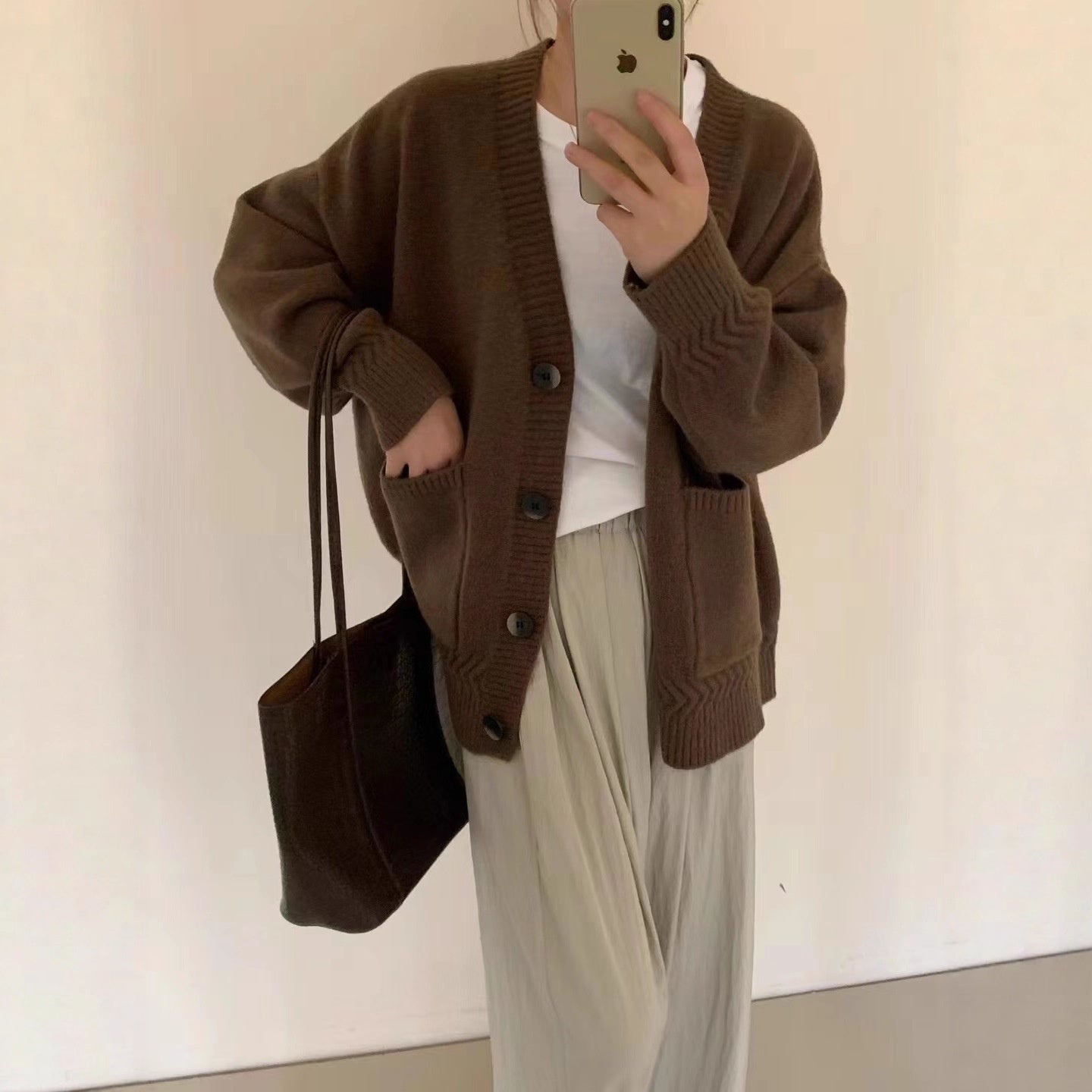 Twist Pocket Women's High-grade Loose Soft Glutinous Sweater Coat