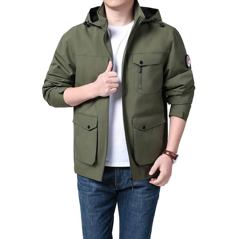 Men's Outdoor New Shell Jacket Plus Size Off Hat Multi-pocket Jacket