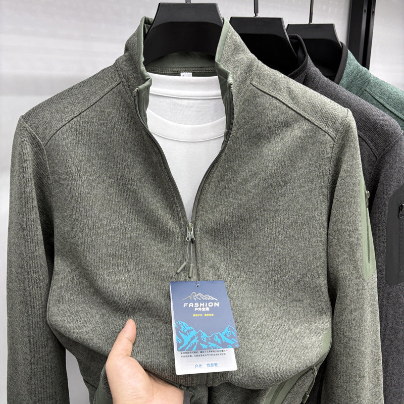New Men's Knitwear Jacket Solid Color Stand Collar