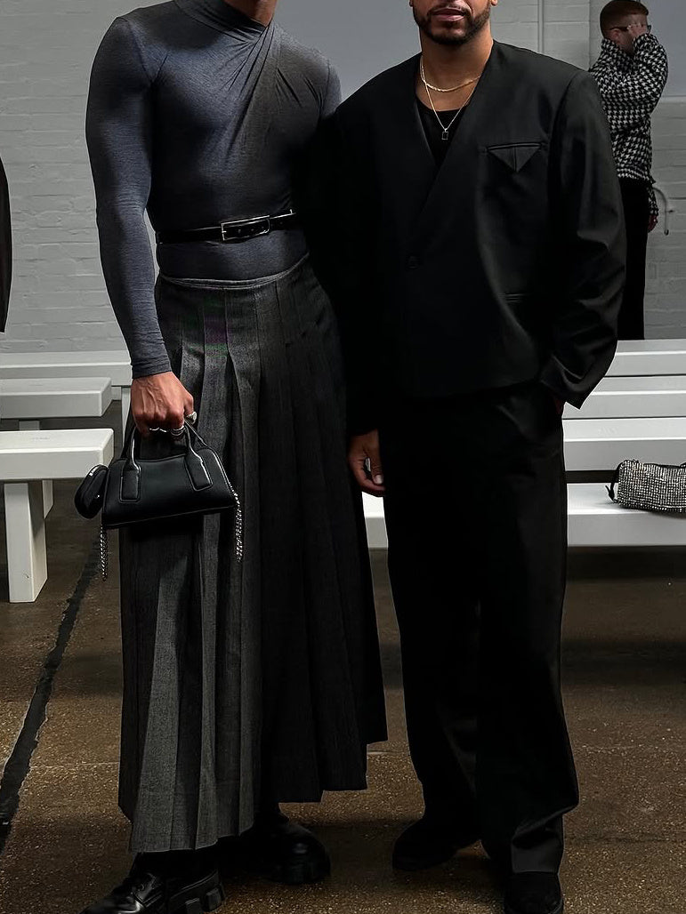 Men's Elegant Pleated Wide-Leg Pants