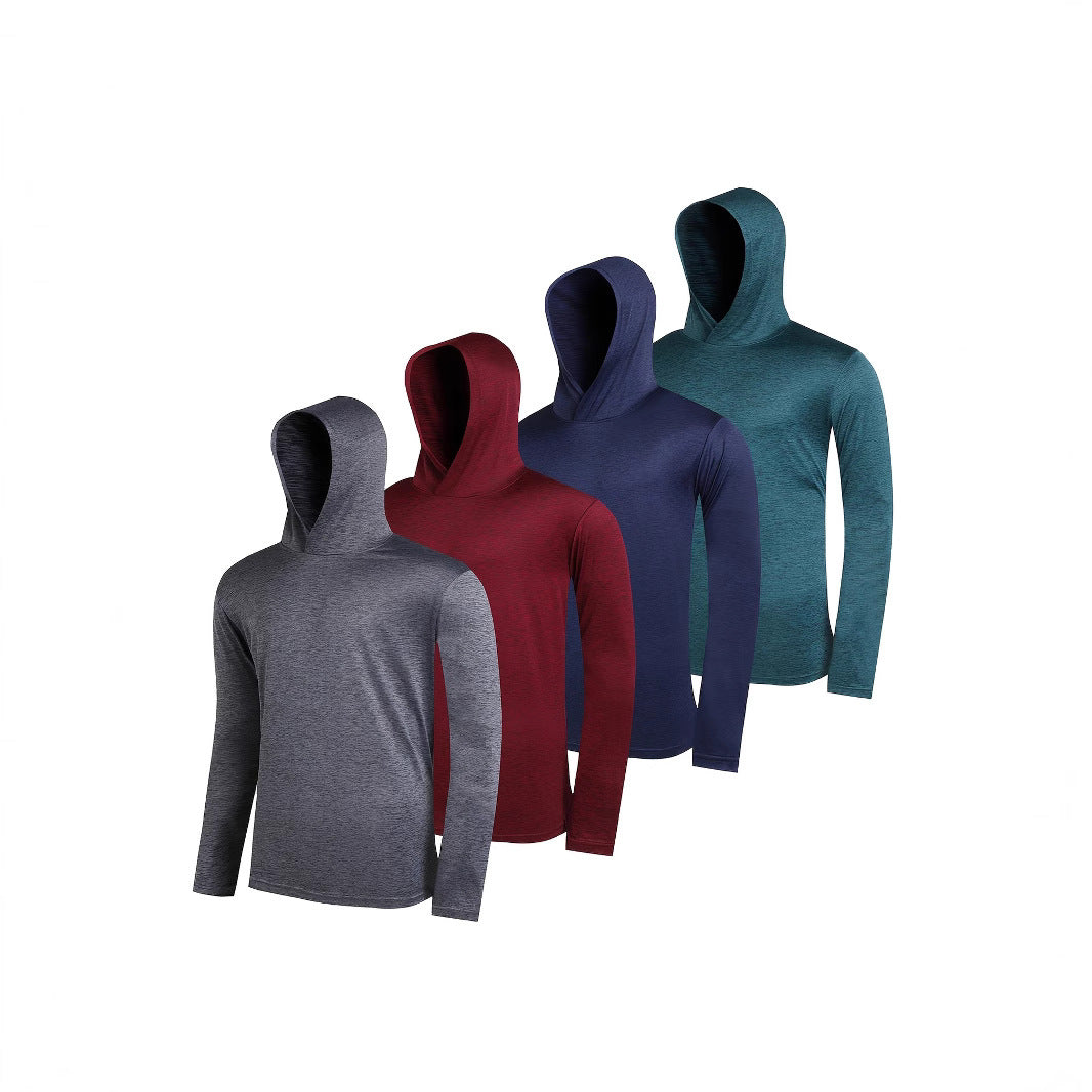 4-piece Men's Lightweight Hoodie Elastic Polyester Fiber Long