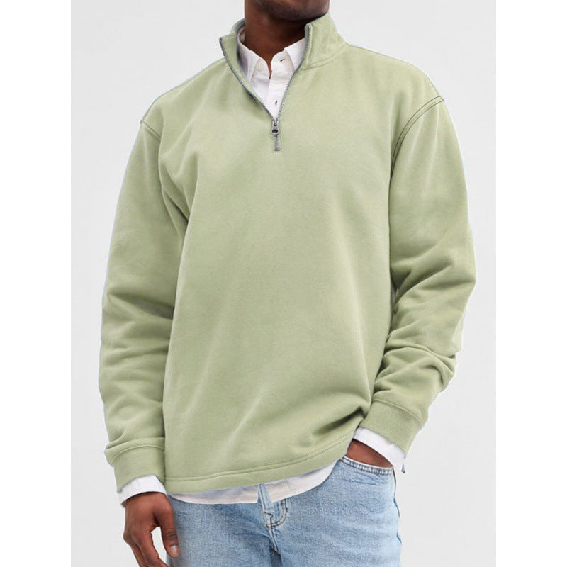 Outdoor Foreign Trade Men's Zipped Stand Collar Sweater Fashion Brand