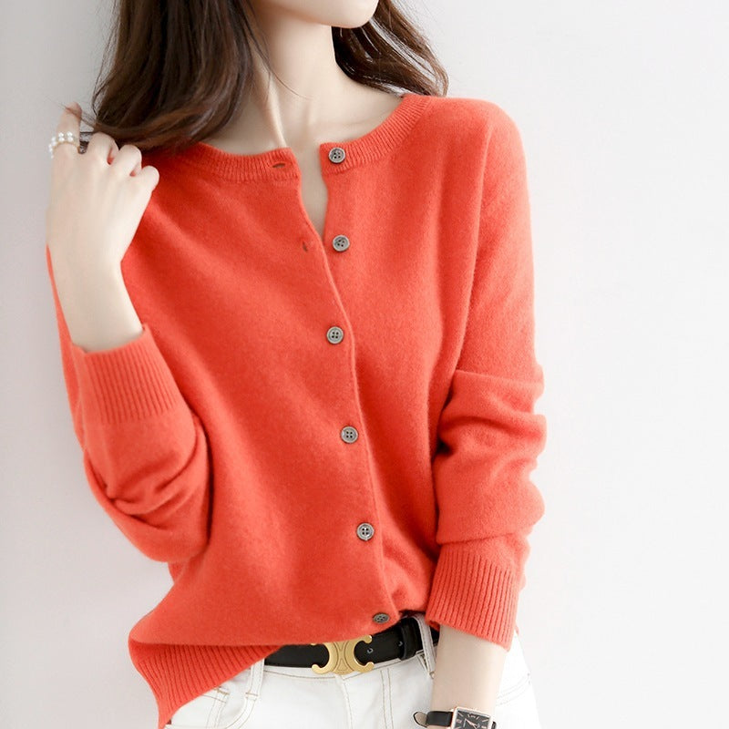 New Thin Round Neck Sweater Coat Short Outer Tops