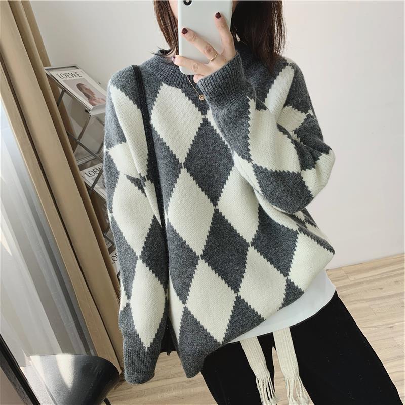 Loose Slimming Sweater Female Color Matching