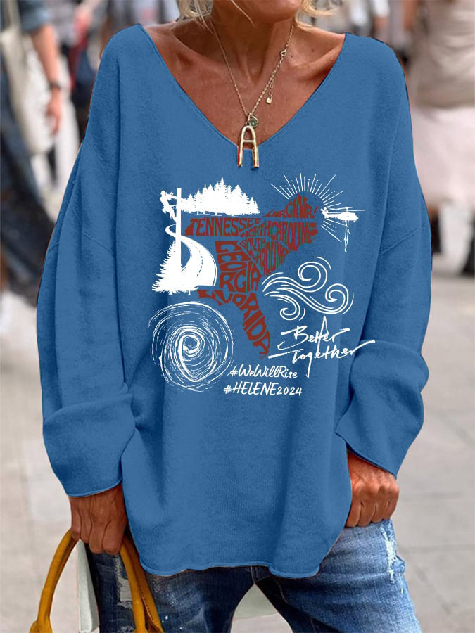 Street Hipster V-neck Long Sleeve Loose Top Summer