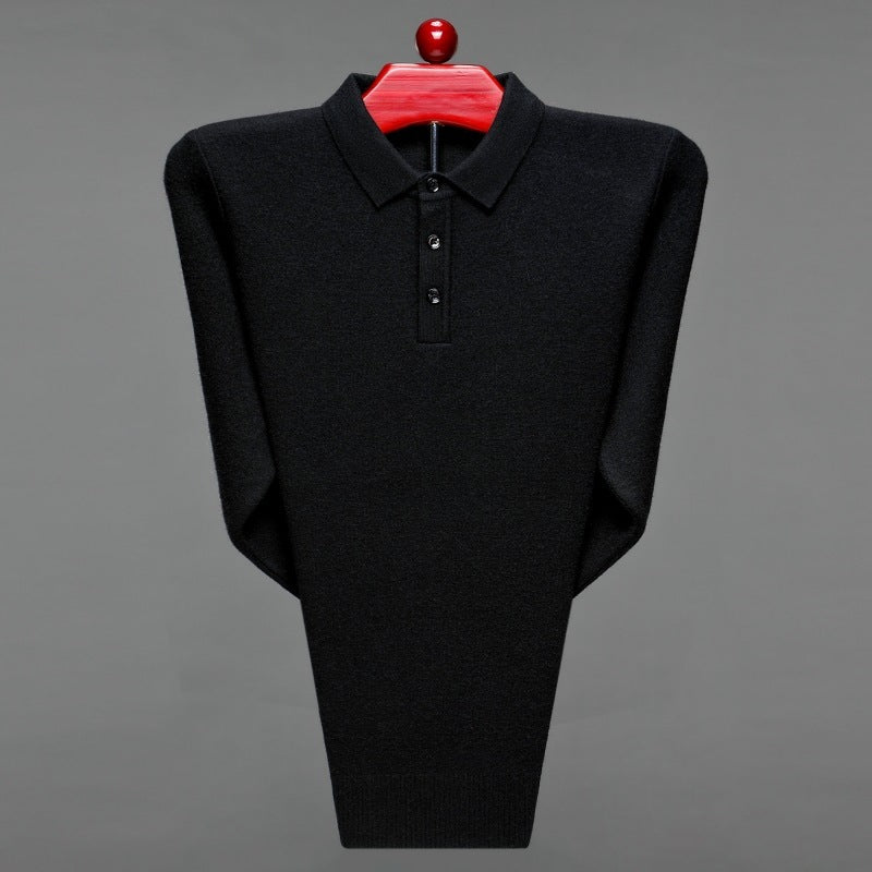 European And American Thickened Solid Color Polo Collar Knitwear Sweater