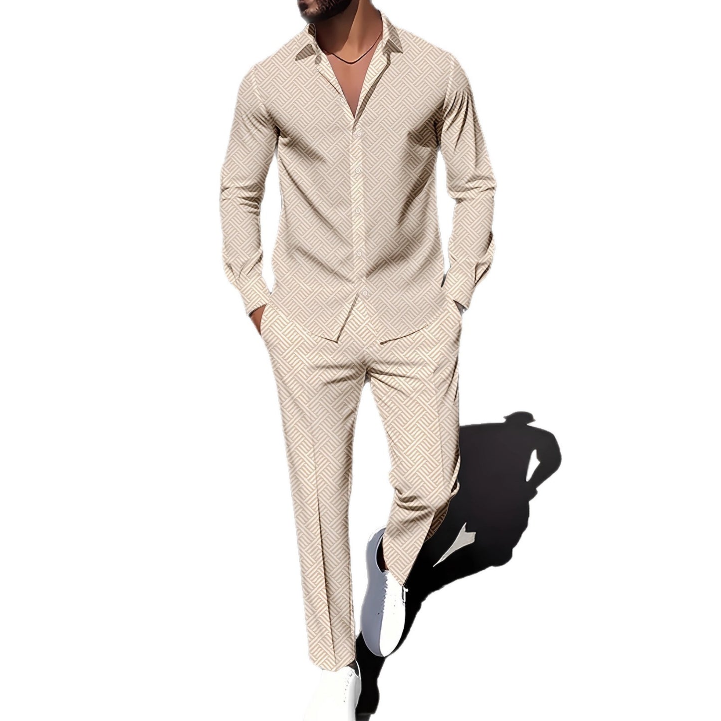 Spring And Autumn Plaid Square Grain Printing Comfortable Basic Commuting Men's Suit