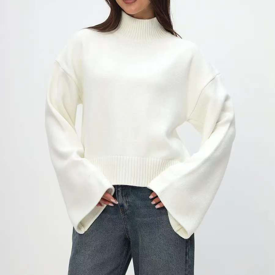 Autumn And Winter Loose Short Solid Color Knitted Top