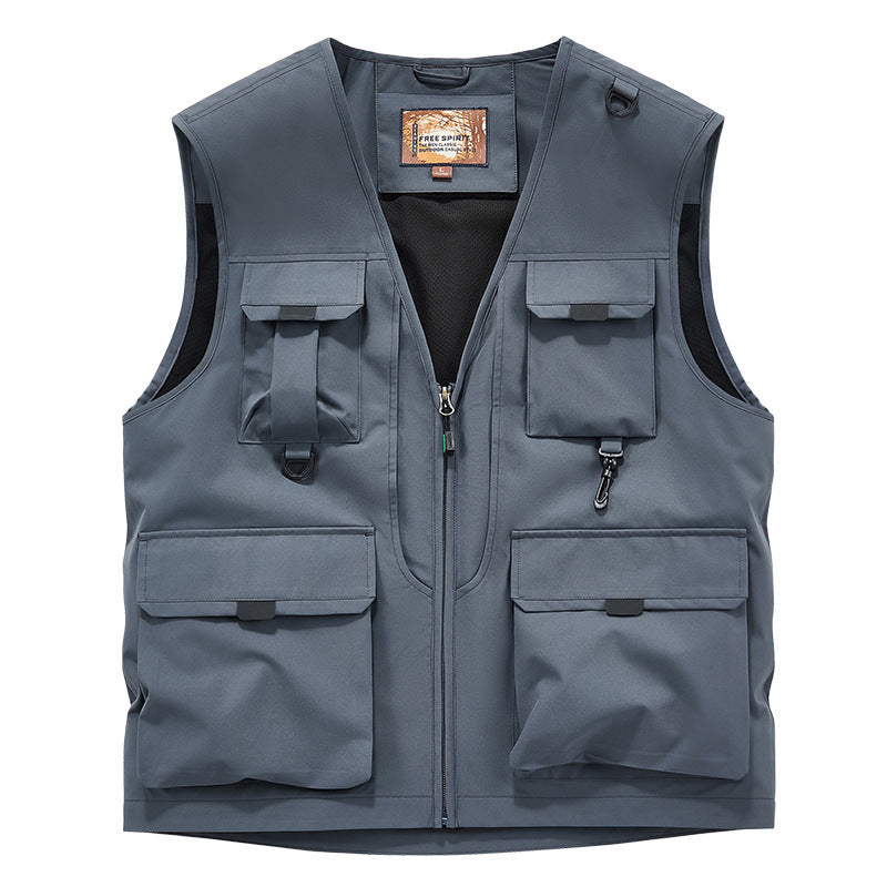 Frock Vest Men's Coat Fishing Multi-pocket Vest