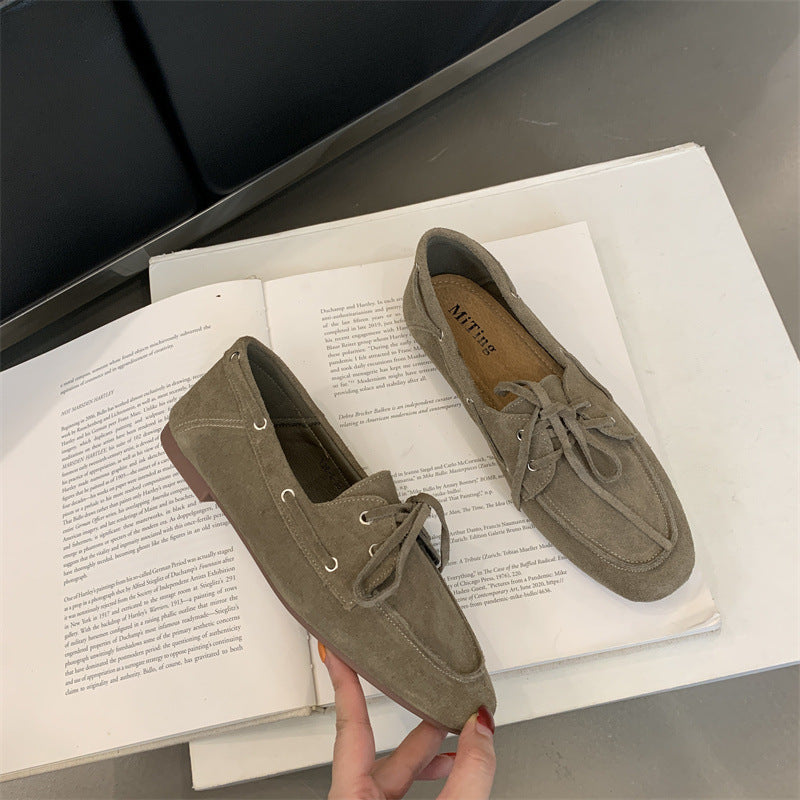 Spring New Retro Round Head Low Heel Shoes Women's All-matching