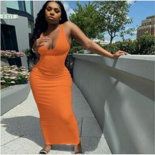 Women's Suspender Vest Deep V-neck Dress