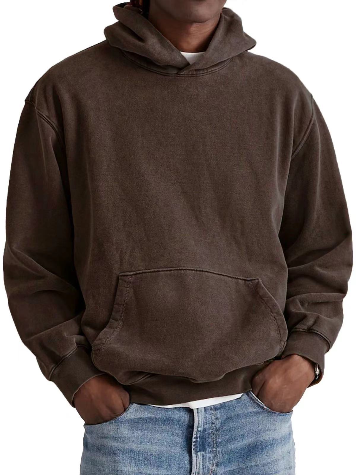 Men's Round Neck American Retro Casual Hooded Sweatshirt