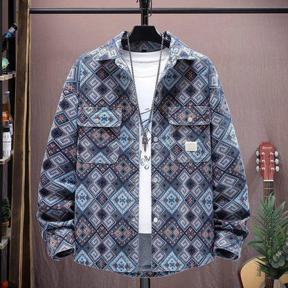 Teenagers Loose Printed Long-sleeved Shirt