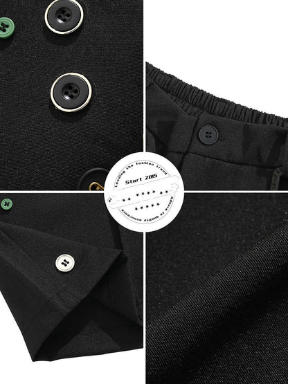 Color Button Semi-elastic Shorts