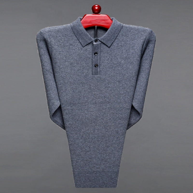 European And American Thickened Solid Color Polo Collar Knitwear Sweater