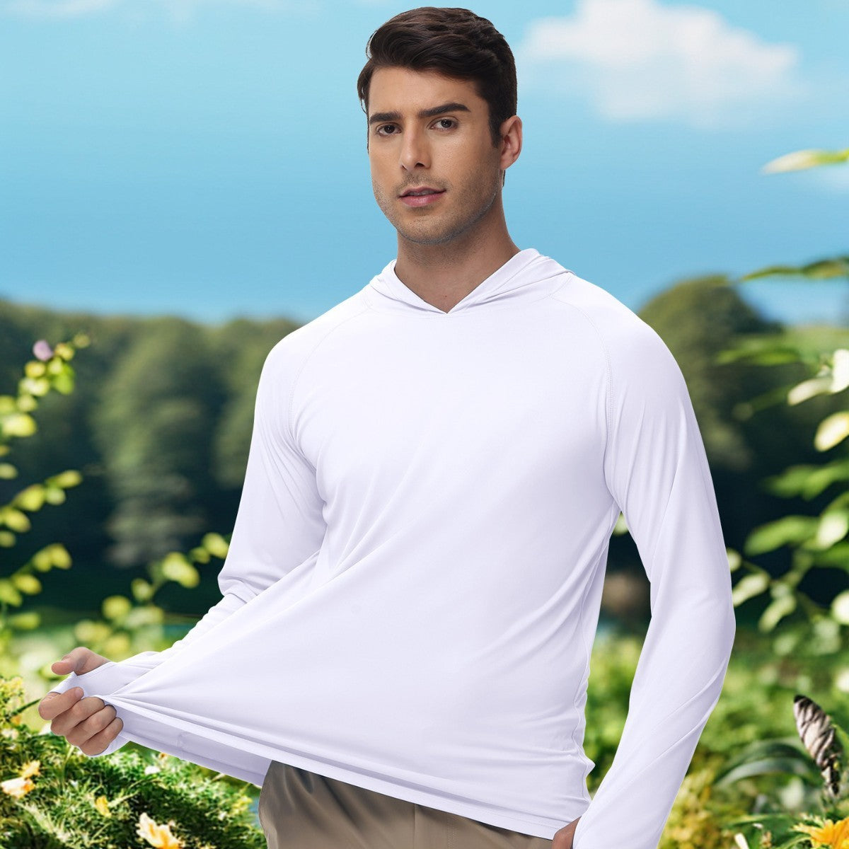 Outdoor UV-proof Fishing Long Sleeve Hooded Thin Top Protection