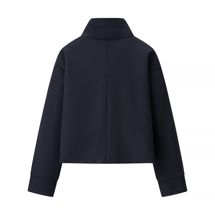 Commuter's All-matching Stand Collar Breasted Woolen Coat