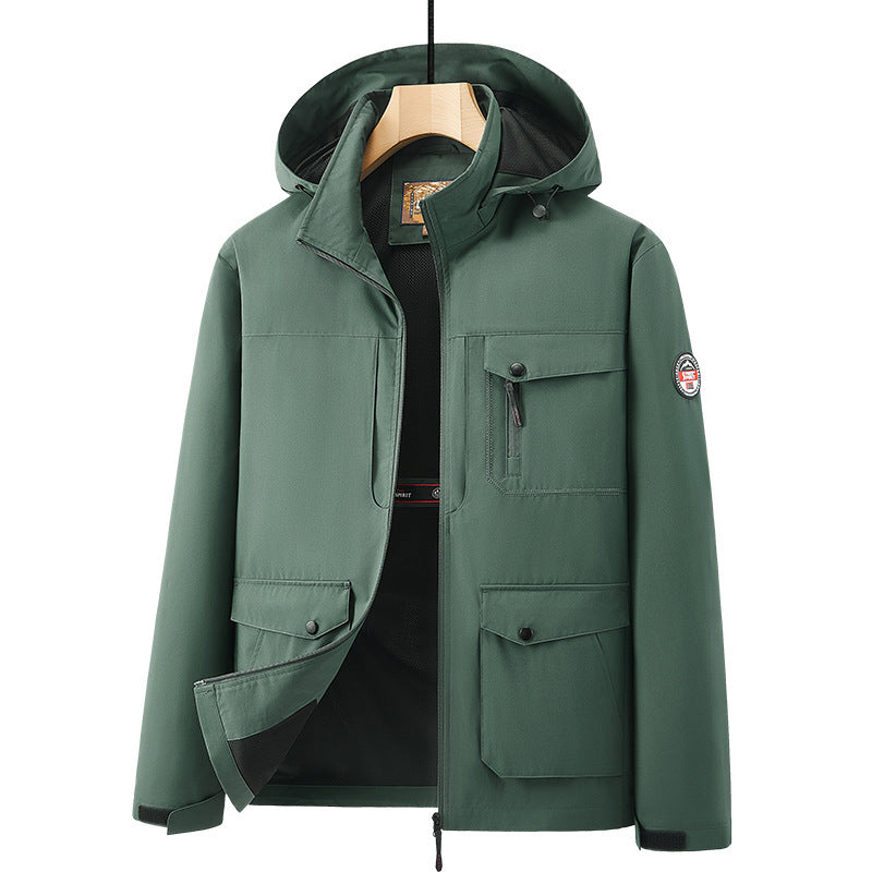 Men's Outdoor New Shell Jacket Plus Size Off Hat Multi-pocket Jacket