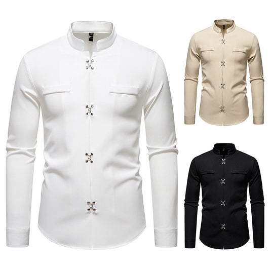 New Men's Long-sleeved Shirt High-grade Ruan Handsome Loose Casual Shirt Trendy