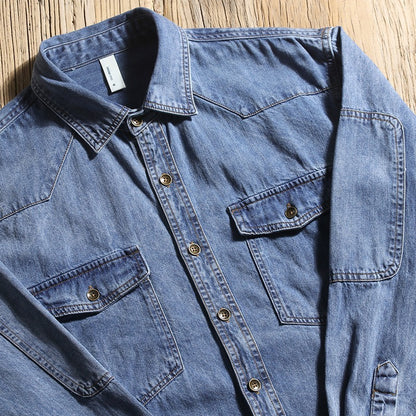 Loose Fashion Brand Long Sleeve Denim Shirt Couple Thin Top