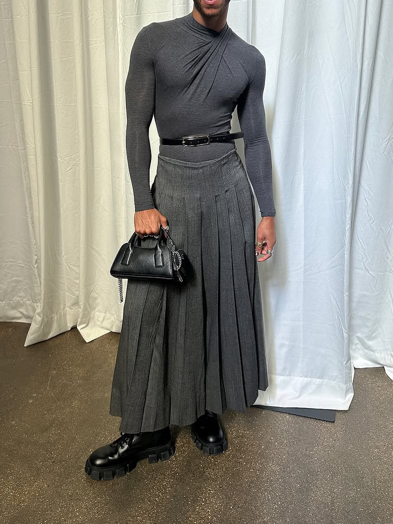 Men's Elegant Pleated Wide-Leg Pants