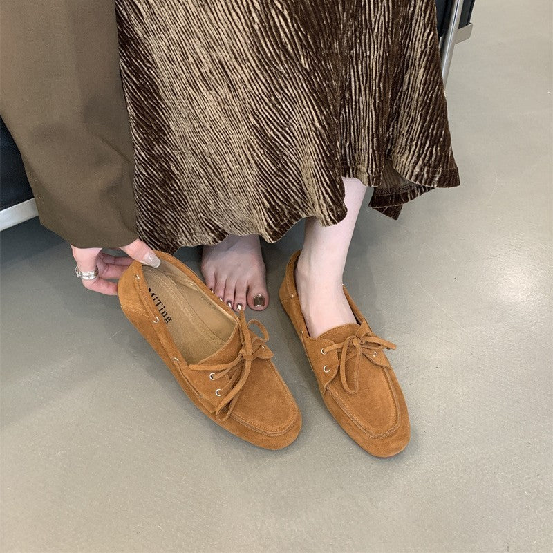 Spring New Retro Round Head Low Heel Shoes Women's All-matching