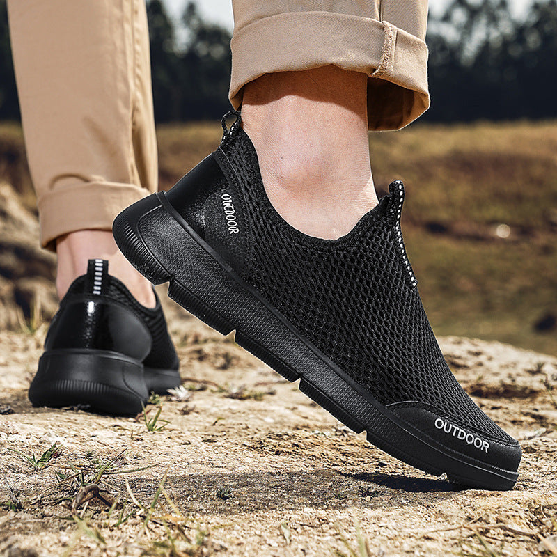 Men's Summer Breathable Mesh Surface Shoes Round Toe Slip-on