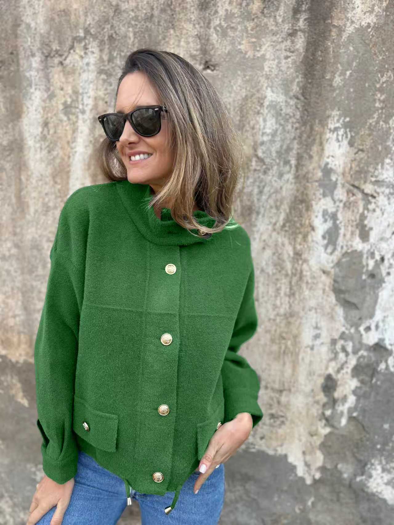 Tie Pocket Cardigan Single-breasted Mid-length Coat