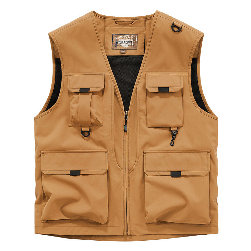 Frock Vest Men's Coat Fishing Multi-pocket Vest