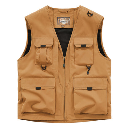 Frock Vest Men's Coat Fishing Multi-pocket Vest