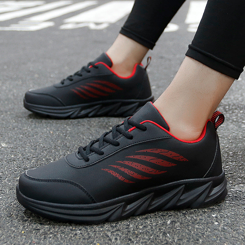 Men's Soft Bottom Light Casual Shoes Teenagers Autumn And Winter Leather Running Shoes