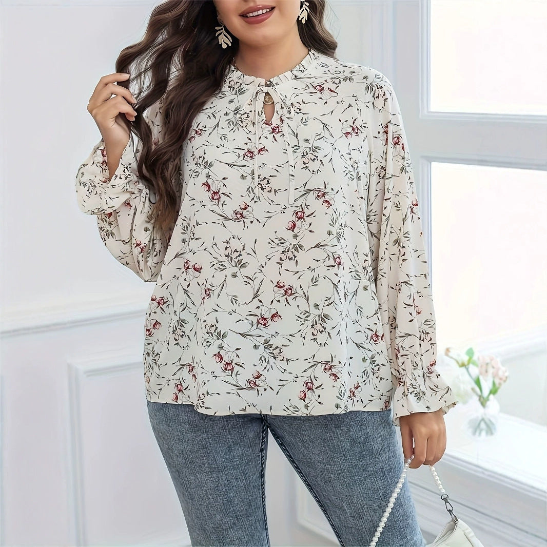 Graceful And Fashionable Printed Lace-up Women's Shirt