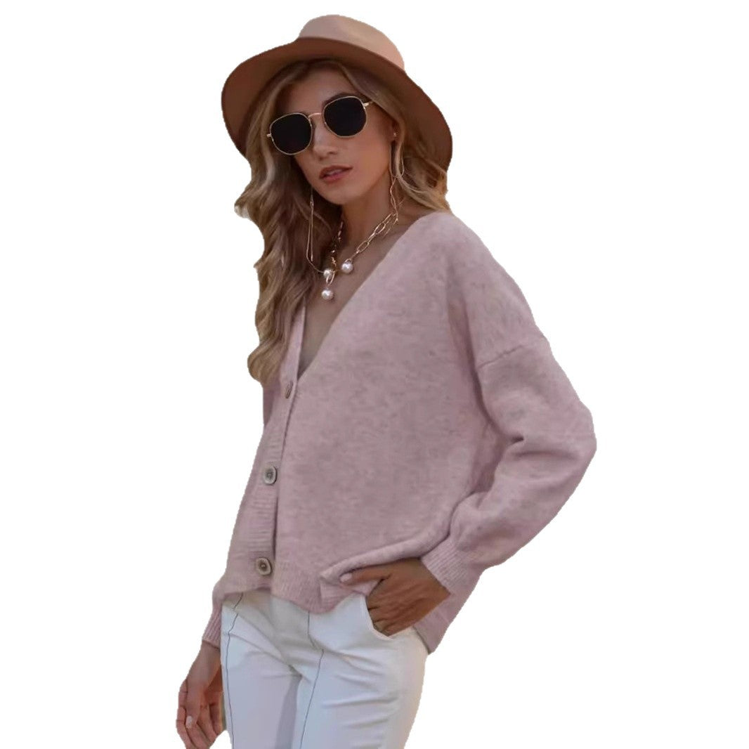 Cardigan Single-breasted Solid Color Coat