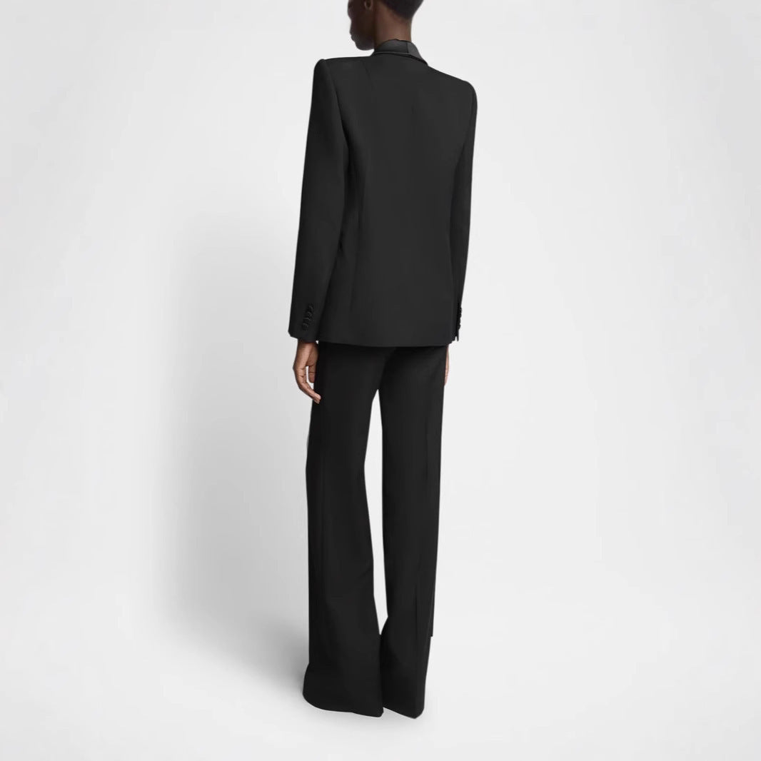 Business Temperament Capable Slim-fit Green Collar Suit Coat