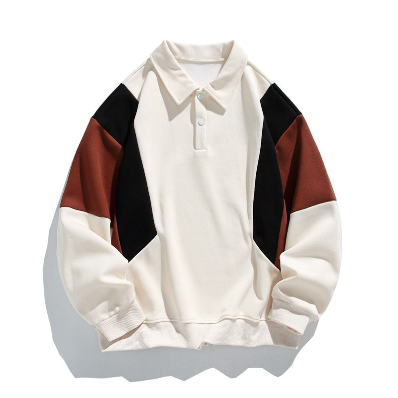 Trendy Loose Pure Color Cotton Lapel Sweater