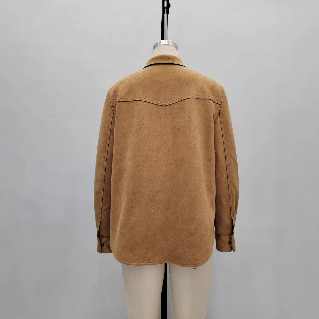 Lapel Multi-pocket Design Loose-fitting Women's Jacket