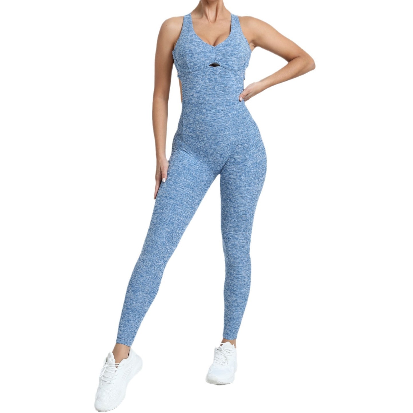 Dance Belly Contracting Peach Hip Sports Stretch Tight Jumpsuit
