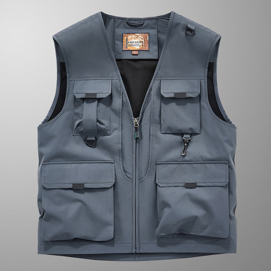 Frock Vest Men's Coat Fishing Multi-pocket Vest
