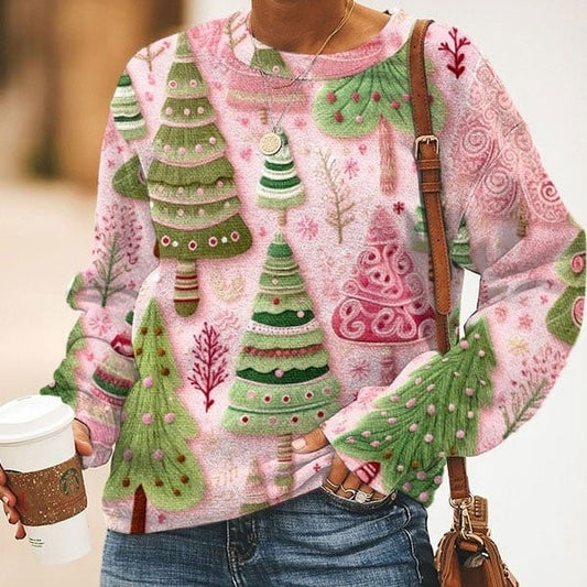 Loose Christmas Tree Pullover For Women