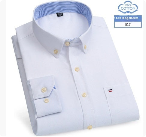 Middle-aged Men's Long Sleeve Pure Cotton Plaid Shirt