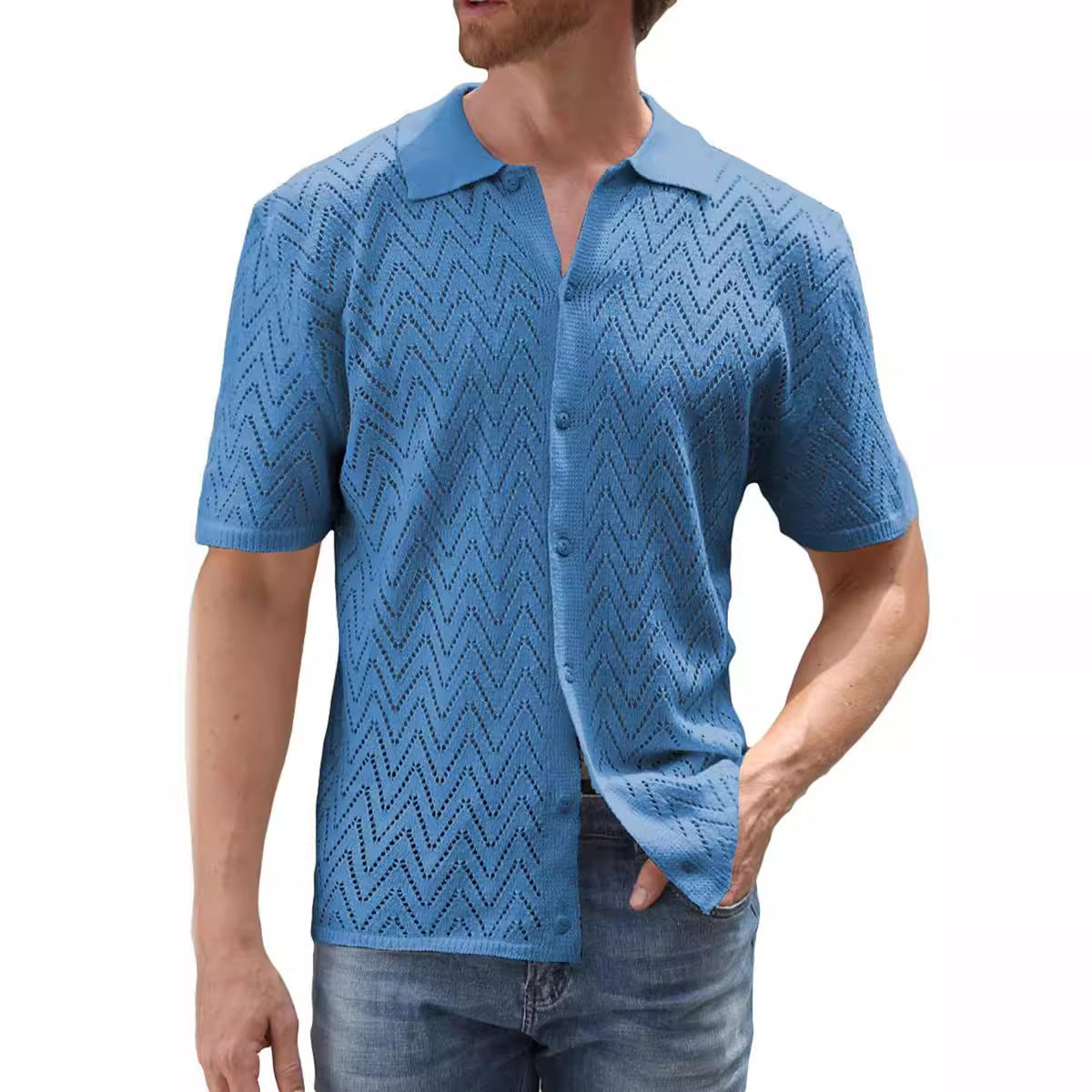 Summer New Men's Hollowed Leisure Shirt