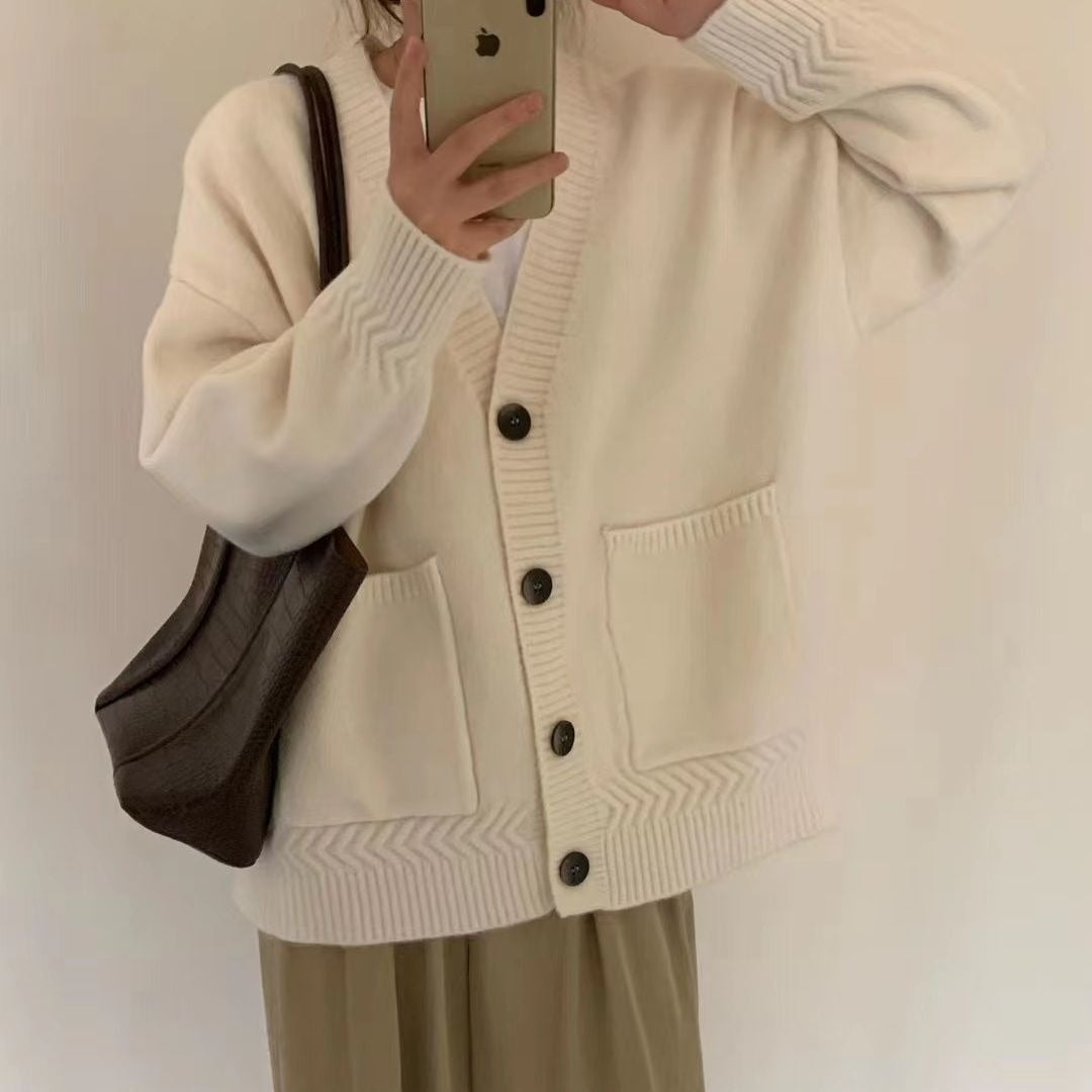 Twist Pocket Women's High-grade Loose Soft Glutinous Sweater Coat