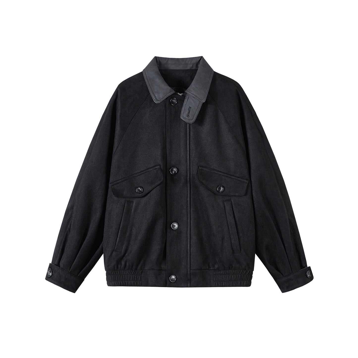 Autumn New Retro Suede Stitching Tooling Polo Collar Jacket